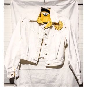 VINTAGE White Denim Embroidered Jacket